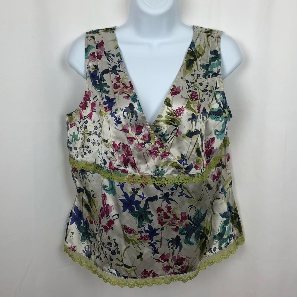 Amanda Smith floral silk lace trimmed top 8